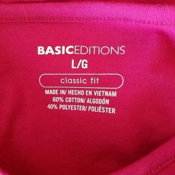 Basic Editions Women's Magenta Short Sleeve Blouse Classic Fit Size Large - Picture 3 of 4